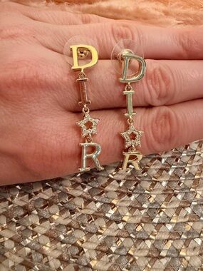 Fasnion Jewelry Gold Tone Logo Earrings